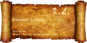 Kender Lajos névjegykártya